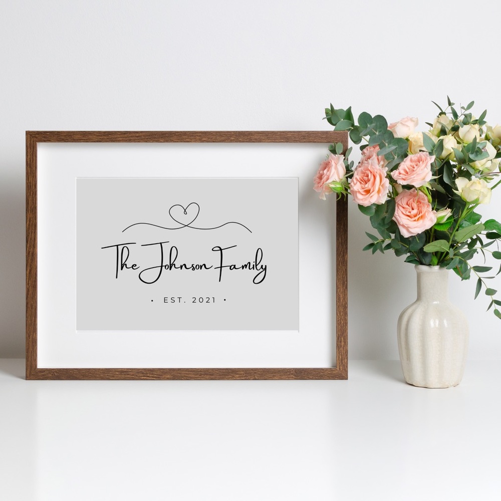 Personalized Family Name Sign, Last Name Sign, Established Sign - Gray